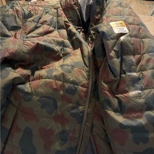 Carhartt Green and Brown Camouflage Puffer Jacket